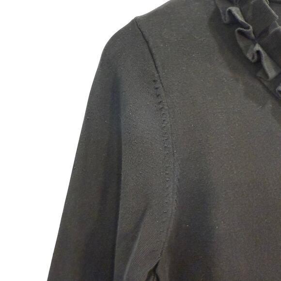 Vintage Pendleton Silk Top Petite Small Black Ruffled Collar - Picture 5 of 12
